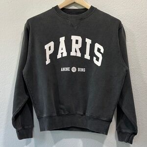 Anine Bing Charcoal Paris Crew Neck Sweater
